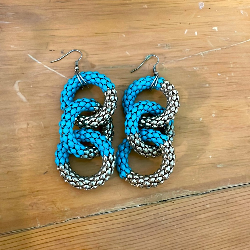Turquoise and gold tone earrings